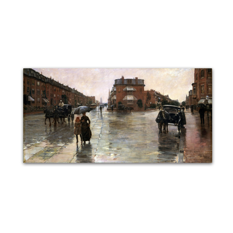 « pluie day à boston », reproduction sur toile tendue, H 12 po x l 24 po