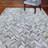 Grey Beige Patchwork Leather Cowhide Cow Skin Modern Geometric Handmade Area Rug-1932485827