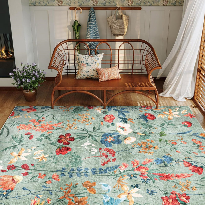 Floral Machine Tufted 80cm X 150cm Area Rug