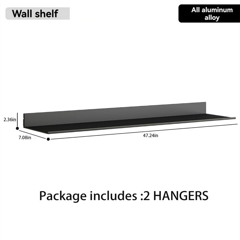 Tablette murale en alliage d'aluminium, H 2,36 po x l 47,24 po x P 7,08 po