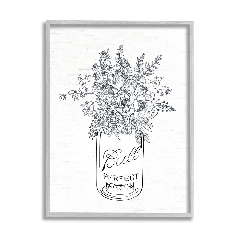 Contour détaillé du bouquet de fleurs, H 14 po x l 11 po x P 1,5 po, Estampe numérique Farmhouse
