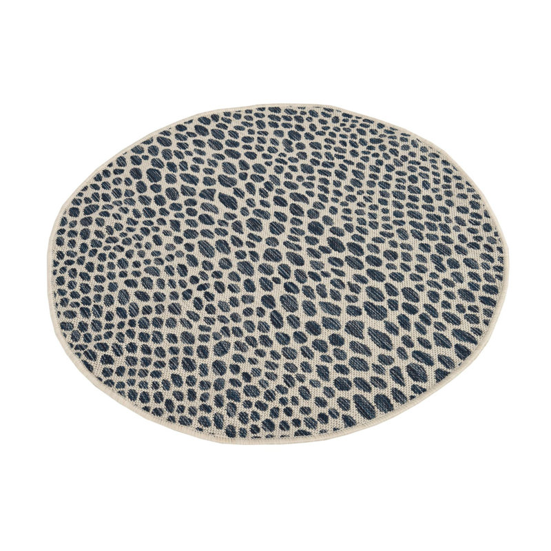 Outdoor Destiny Area Rug Navy Color, Round 3'1"