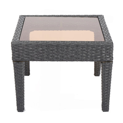 Outdoor Antibes Wicker Side Table,Accent Table,Grey