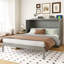 Grand lit escamotable mural avec tiroir et un ensemble de douilles et ports USB, gris-130084926