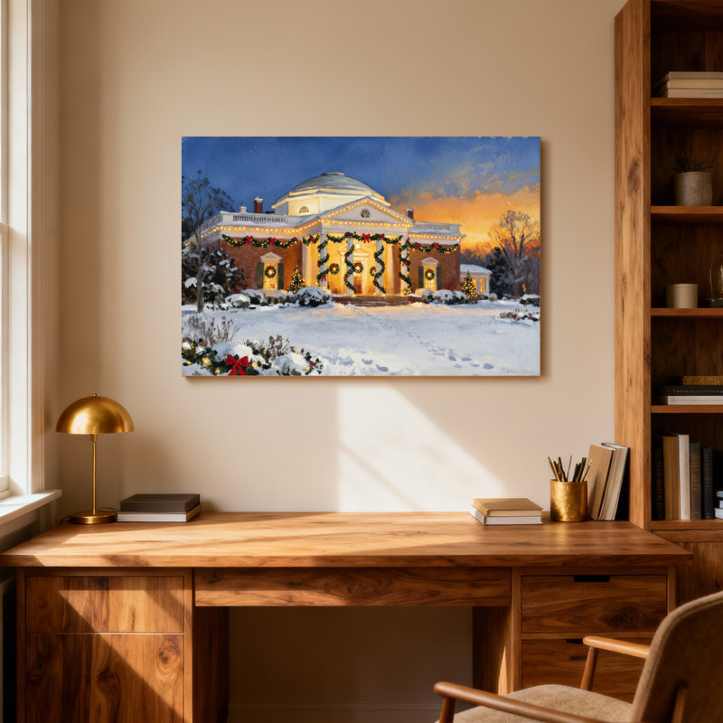 Noël, hiver, maison de Noël, lumières décorées, neige, H 12 po x l 18 po