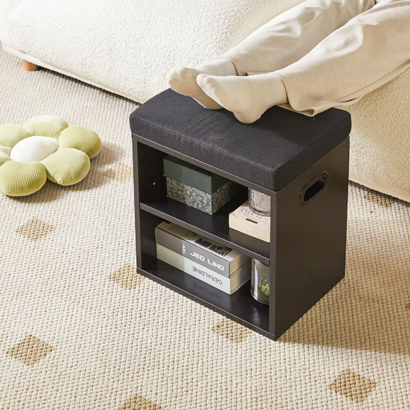 4 Pair Shoe Storage Bench, Black