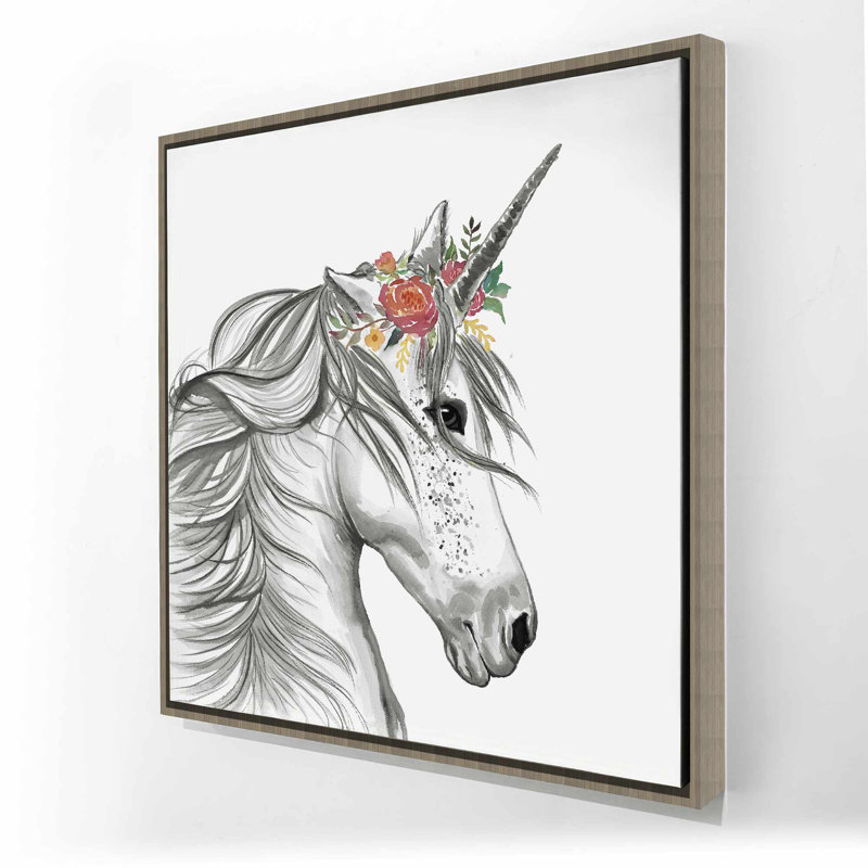Licorne magique - toile encadrée blanche pour la décoration intérieure