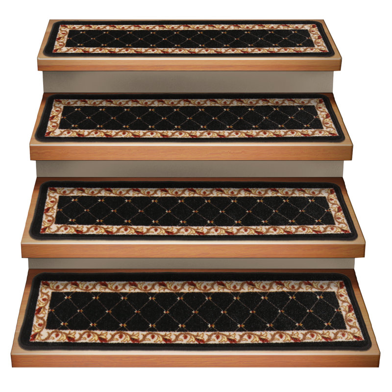 Tapis d'escalier noir / brun, Rectangle 8 po x 2 pi 2 po