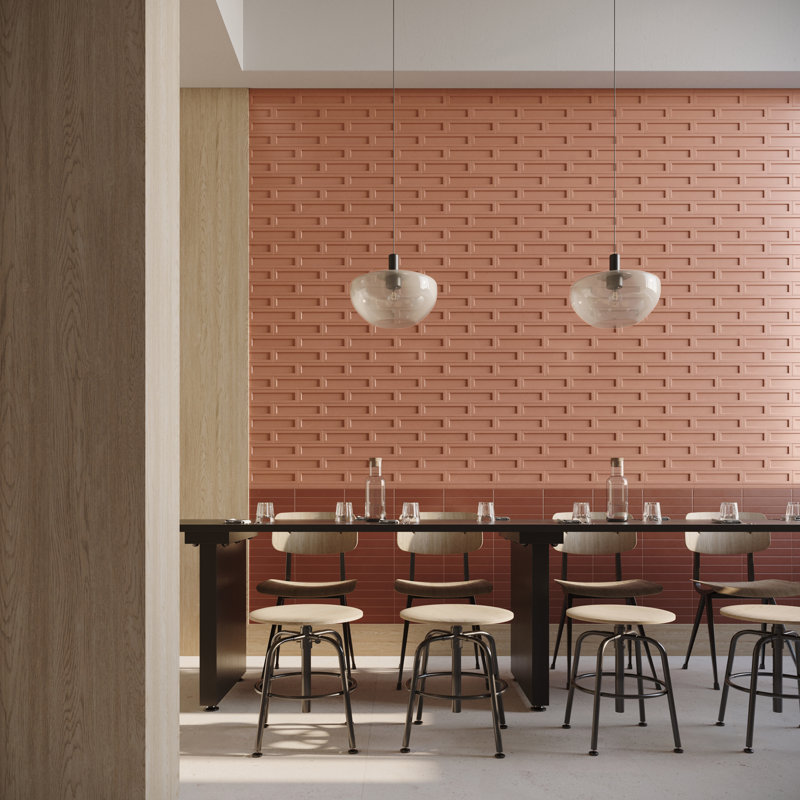 Arlo 3X11 3D Matte Ceramic Wall Tile, Terracotta