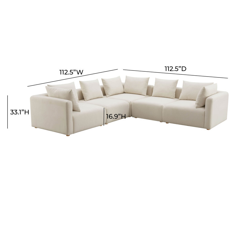 Tov Furniture Hangover Cream Performance Linen 5-Piece Modular L-Sectional