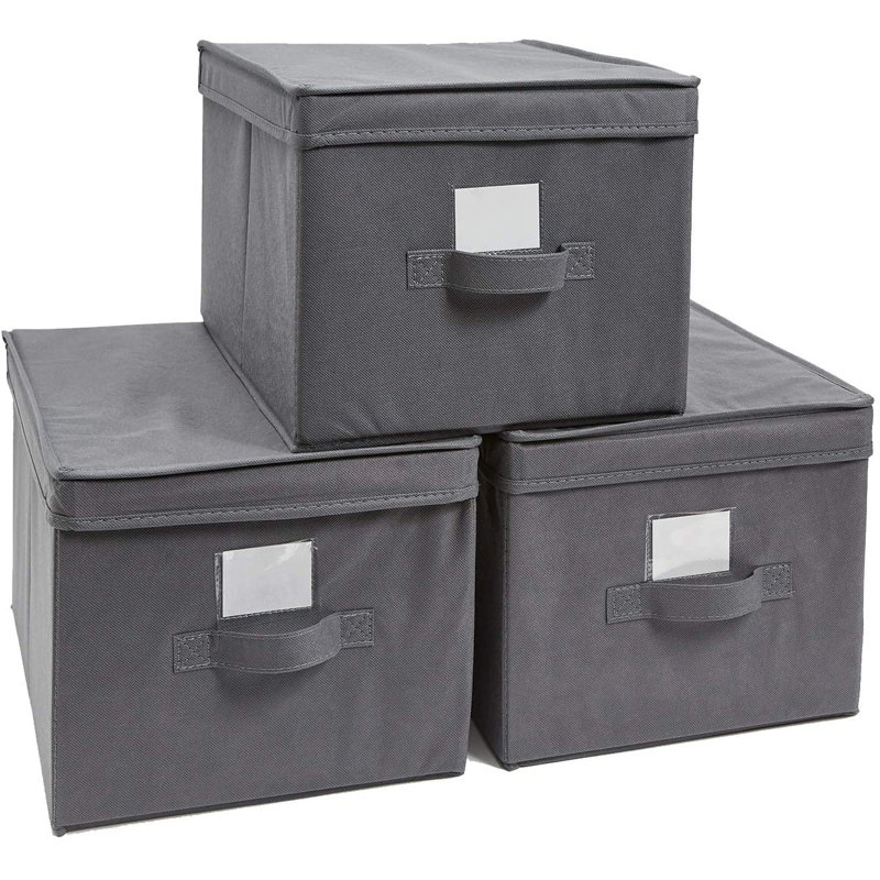 Ebern Designs Fabric Decorative Bin, Grey