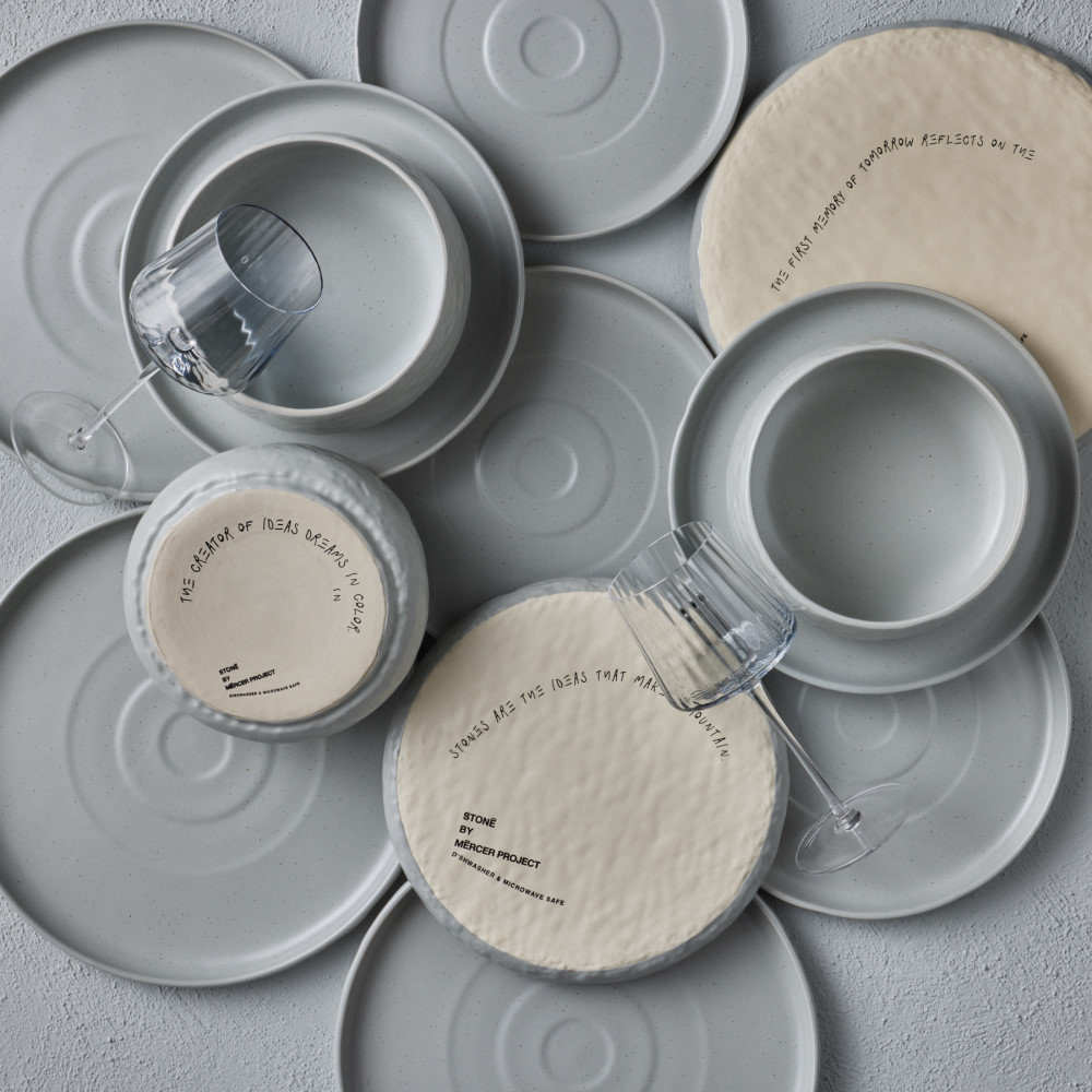 Shosai Stoneware Dinnerware Set, Gray Speckled