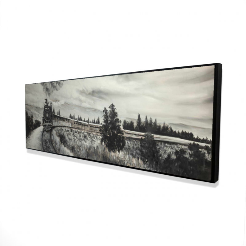 Toile encadrée avec paysages gris | Décoration de train à vapeur