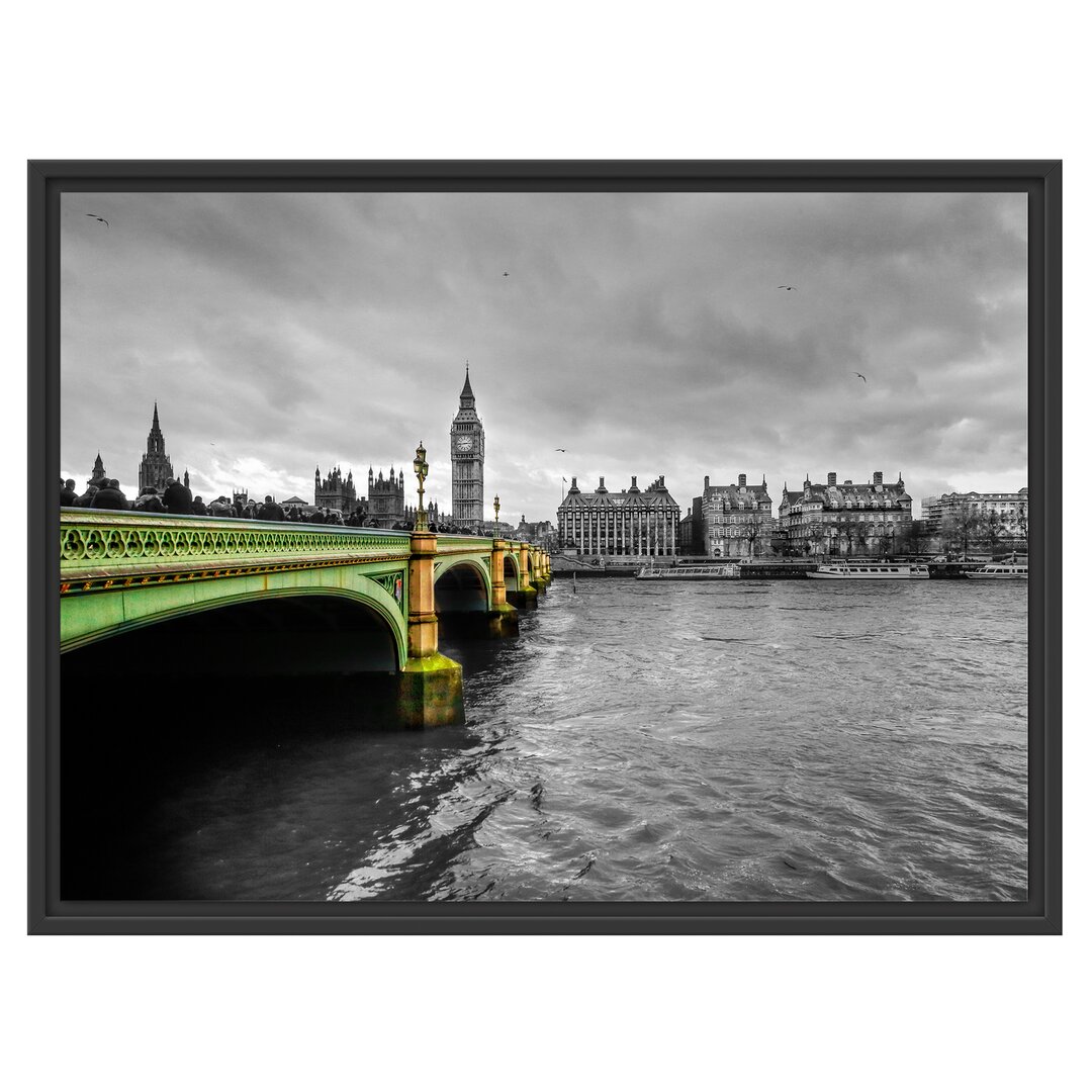 Gerahmtes Wandbild London mit Themse und Big Ben