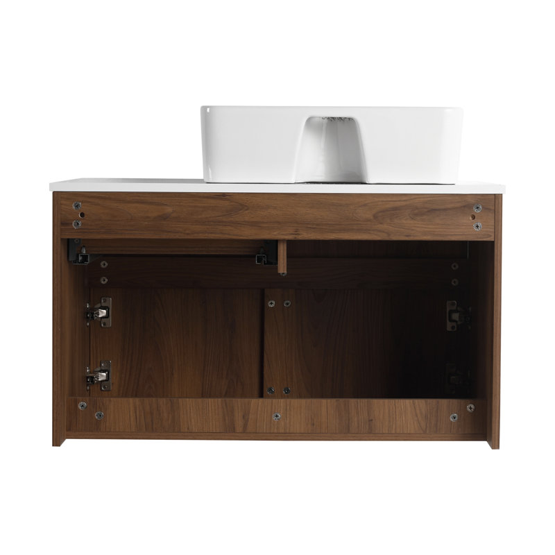 Meuble-lavabo en bois de 31,5 po (doit inclure le meuble-lavabo et le lavabo), Brun 1