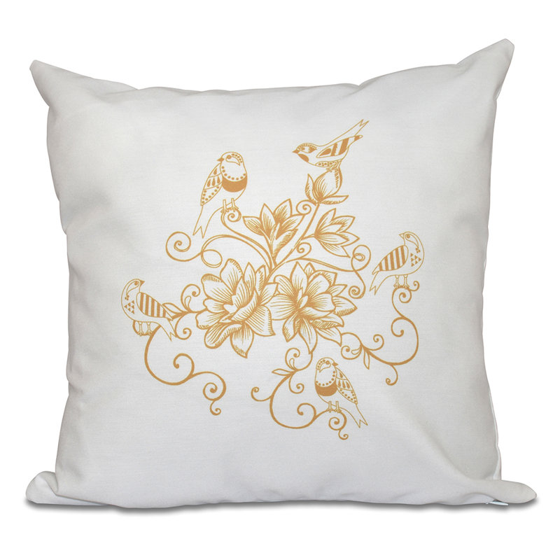 Housse et insert de coussin carré Botanical Blooms Five Little Birds, H 16 po x l 16 po, Jaune
