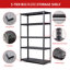 Étagères de rangement à 78 niveaux H 78 po - Métal robuste de 2000 lb, réglable pour la salle de sport, noir au sous-sol + tablettes en métal gris, capacité, garage, chambre à coucher, noir-120653651