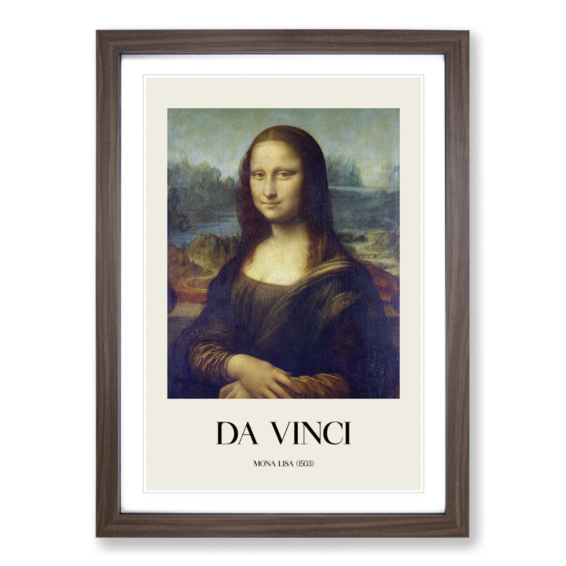 The Mona Lisa by Leonardo Da Vinci - Framed Print, 48cm H x 36cm W x 2cm D, Walnut Framed