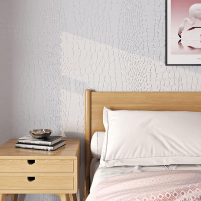 White Crocodile Textured Contact Paper - 15.8X197 Inch Peel And Stick Self-Adhesive Vinyl Wallpaper For Cabinets, Walls, Furniture - Waterproof, Removable, Durable Faux Leather