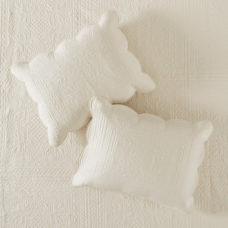 Literie Salvatore, Crème, Courtepointe double / grand et 2 taies décorative
