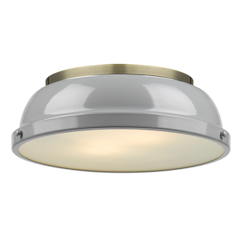 Plafonnier encastré 2 lumières Calico, Laiton vieilli, Gris