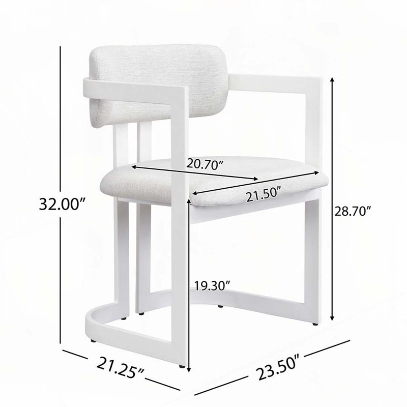 Chaises de salle à manger rembourrées, Blanc, Blanc
