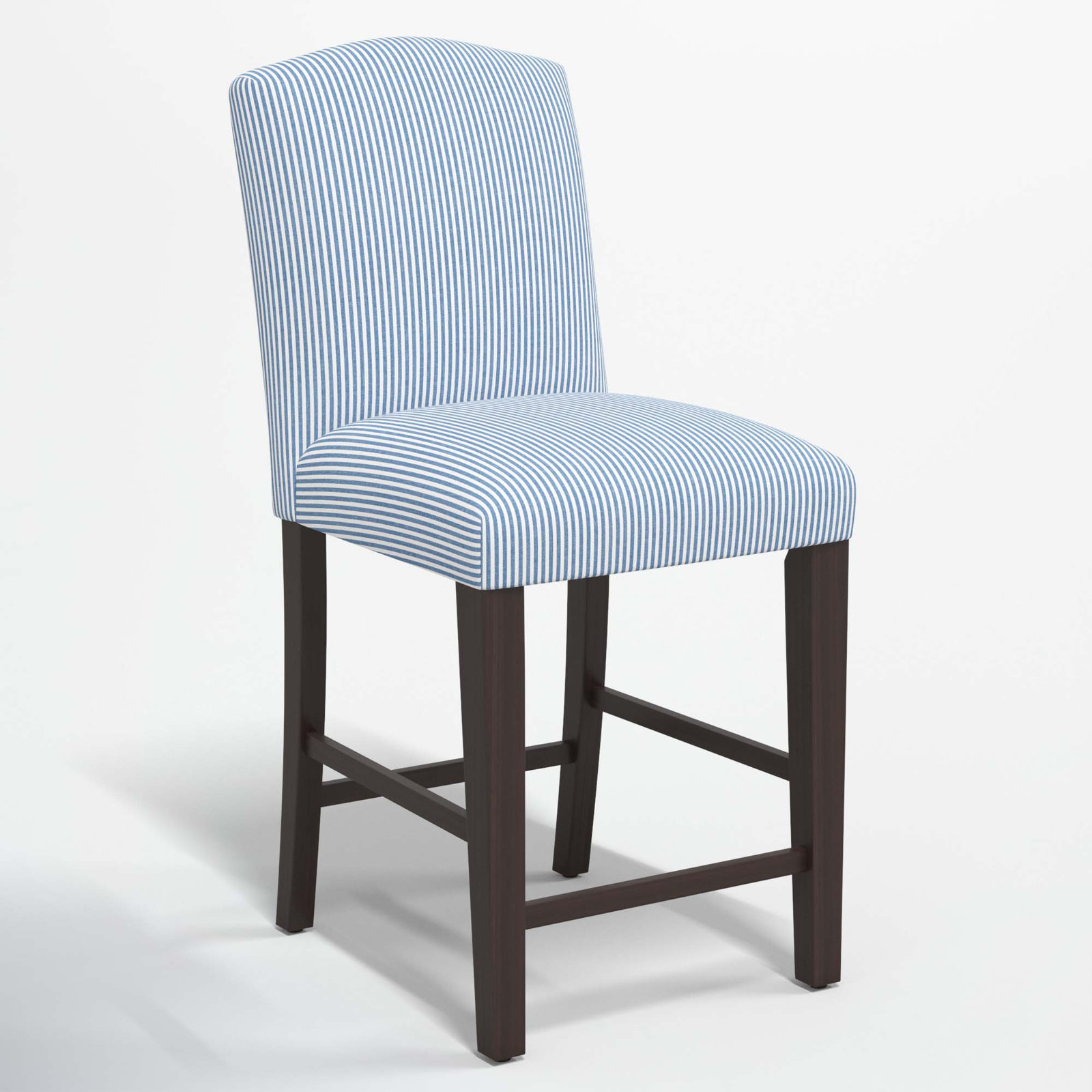 April Bar and Counter Stool, Counter Stool (26” Seat Height), Prep Stripe Blue, Black Wood