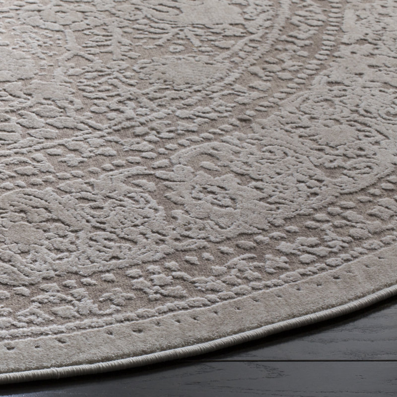 Tapis oriental beige / crème Calidi, Rond 8 pi