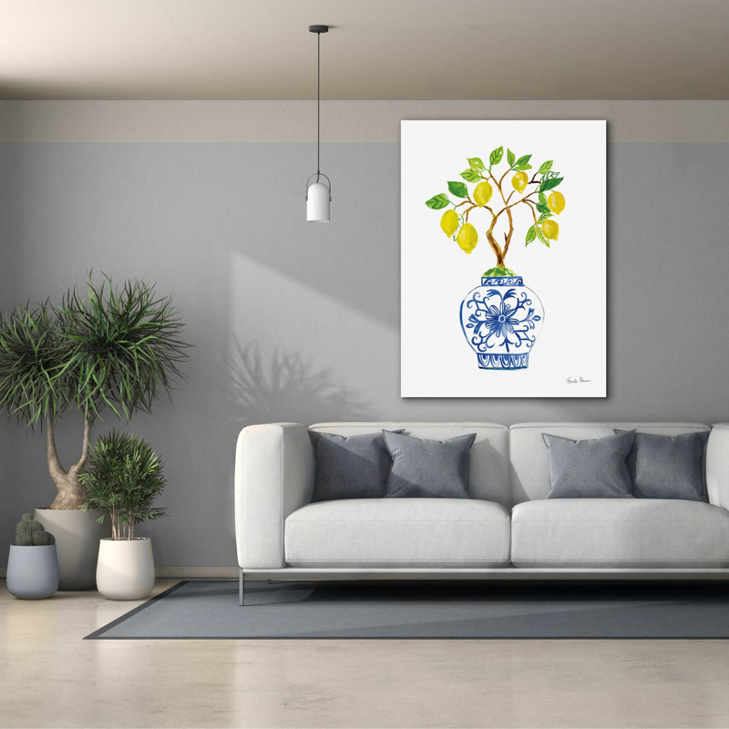 Toile épique Graffiti «Lemon Chinoiserie 2 V2» par Farida Zaman, art mural 40 po x 54 po, H 54 po x l 40 po