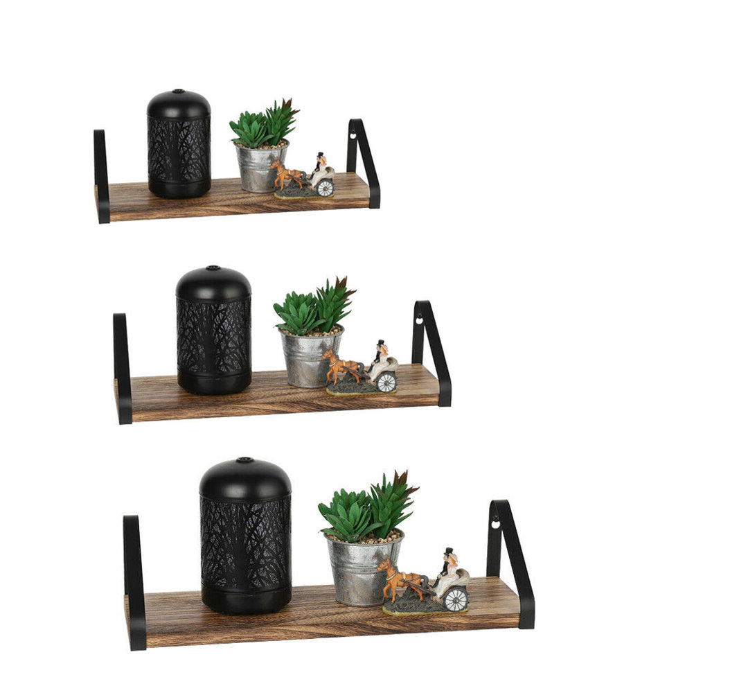 Wall Mounted Floating Shelves Rack Rustic Wood Shelves For Home Office Set Of 3 (Set of 3) 17 Stories 