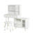 Bedroom Makeup Desk In White With 3 - Color Lighting Modes, Retractable Drawers, Fluted Glass Door, And Stool Vanity High Definition Led Lights, Adjustable Cabinet, Drawer Compartments, Power Outlet-1732501290