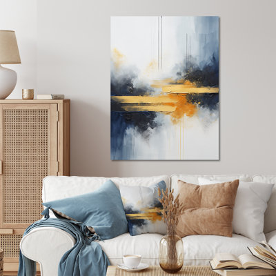 Blue And Yellow Marble Storm IV - Abstract Metal Wall Art