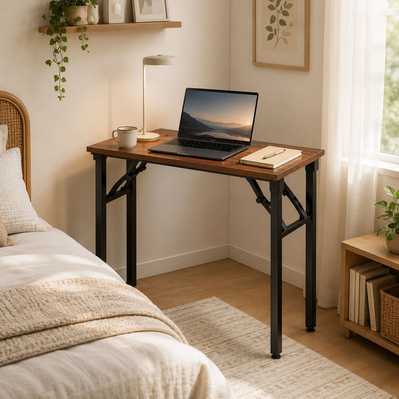 35.8'' Folding Computer Desk, Compact Storage Design