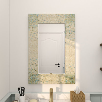 Miroir mural en nacre bleu
