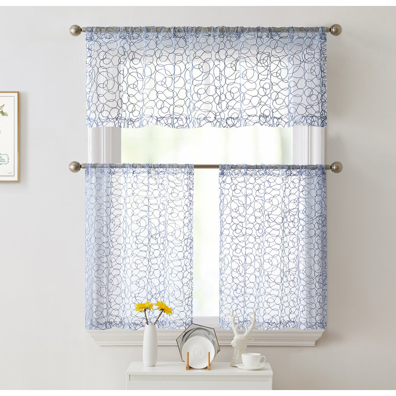 Ketaki Embroidered 54" Window Valance, Dusty Blue
