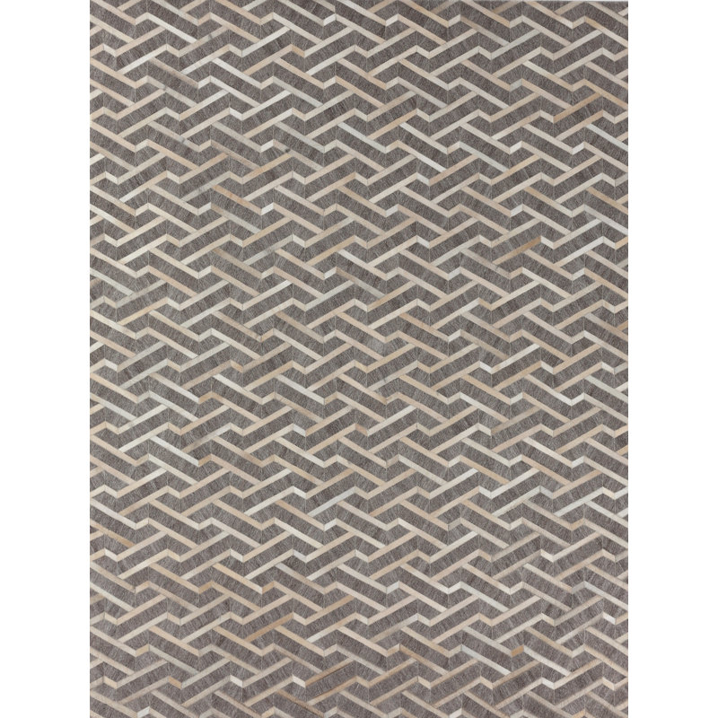 Berlin Cowhide Geometric Area Rug, Rectangle 5' x 8'