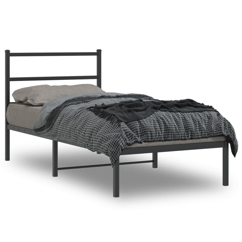 Metal Bed, Black, Single (3')