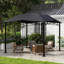 Pavillon de jardin 10 'X, toit géométrique, acier toutes saisons, auvent gris