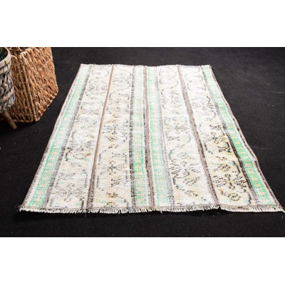 Tapis Anatolian, tapis frais, tapis beige, tapis rétro, petit tapis 2,7 x 3,7 pi, tapis turc