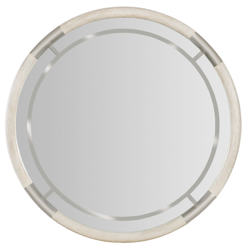 Modern Mood Round Mirror, Light Wood