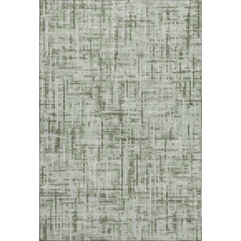 Premium Machine Washable Mayfield AMF2130 Striped Rug, 8' x 10', Green