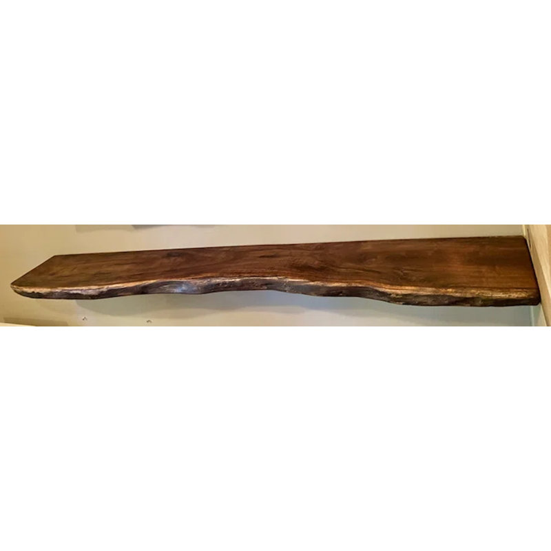Custom Narrow Live Edge Wood Rustic Floating Wall Shelves - Premium Hardwood Live Edge Floating Shelves, 2" H x 84" W x 9" D