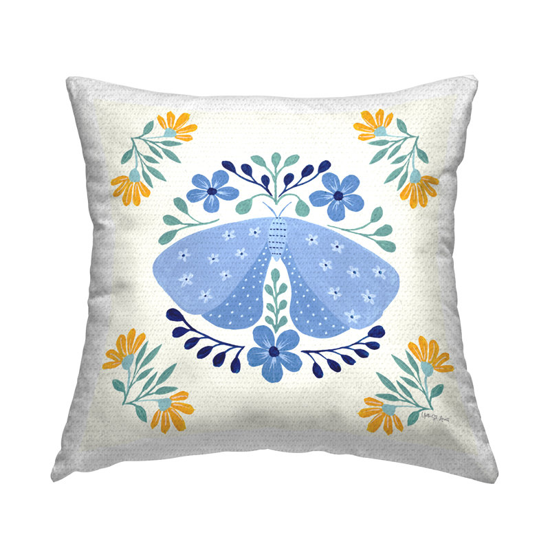 Coussin d'extérieur Blue Folk Butterfly