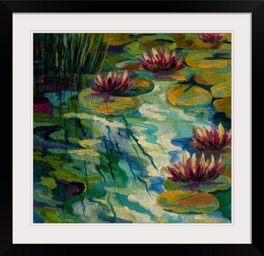 "Drissia Lily Pads II" par Marion Rose, reproduction d'art encadrée, H 22 po x l 23 po x P 1 po