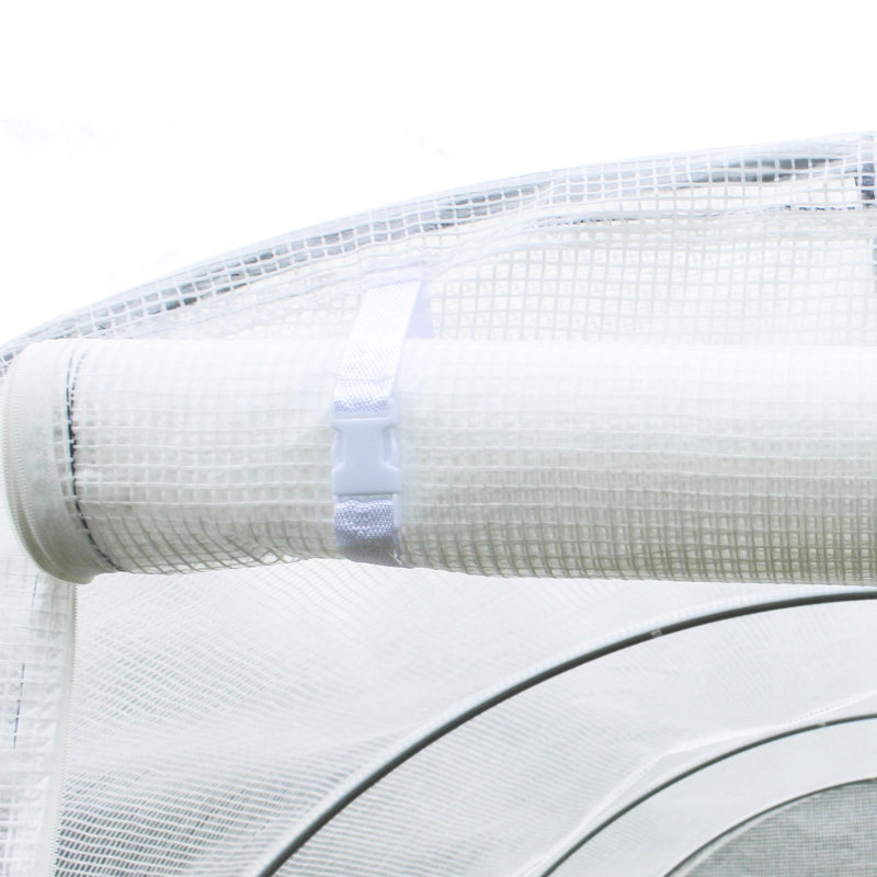 Bâche de serre imperméable et résistante avec rebord au sol prolongé et fenêtres, en plastique blanc, perméabilité à 85 %