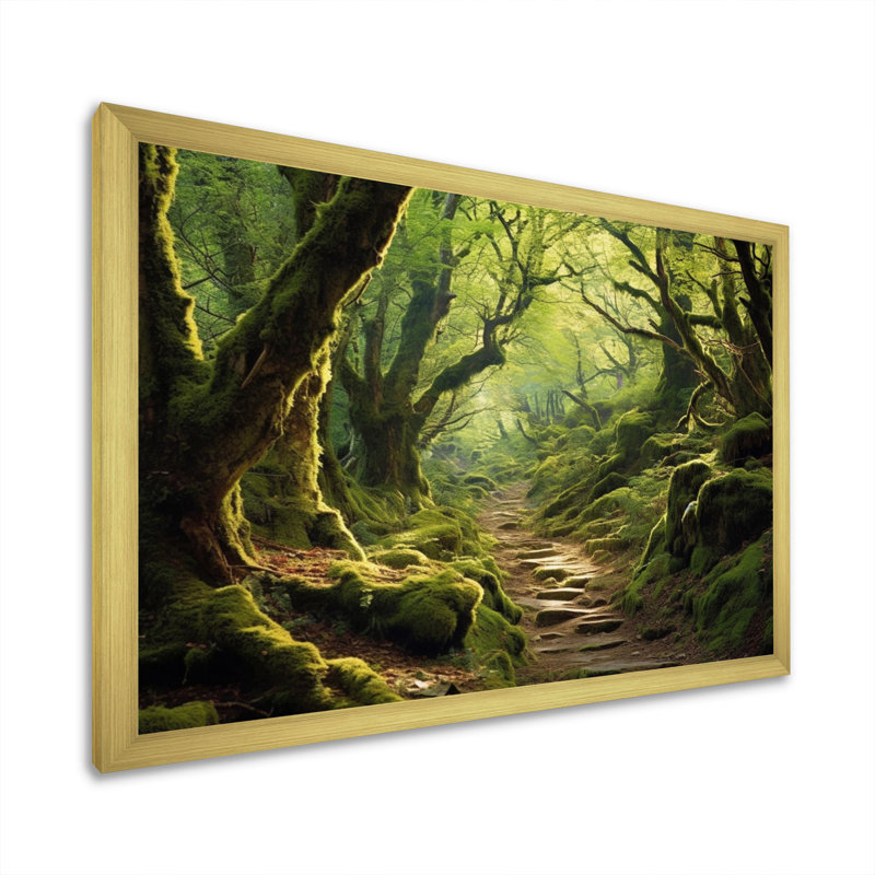 Woodland Serenity - Art mural forêt, Cadre doré à une seule photo, H 34 po x l 44 po x P 1,5 po