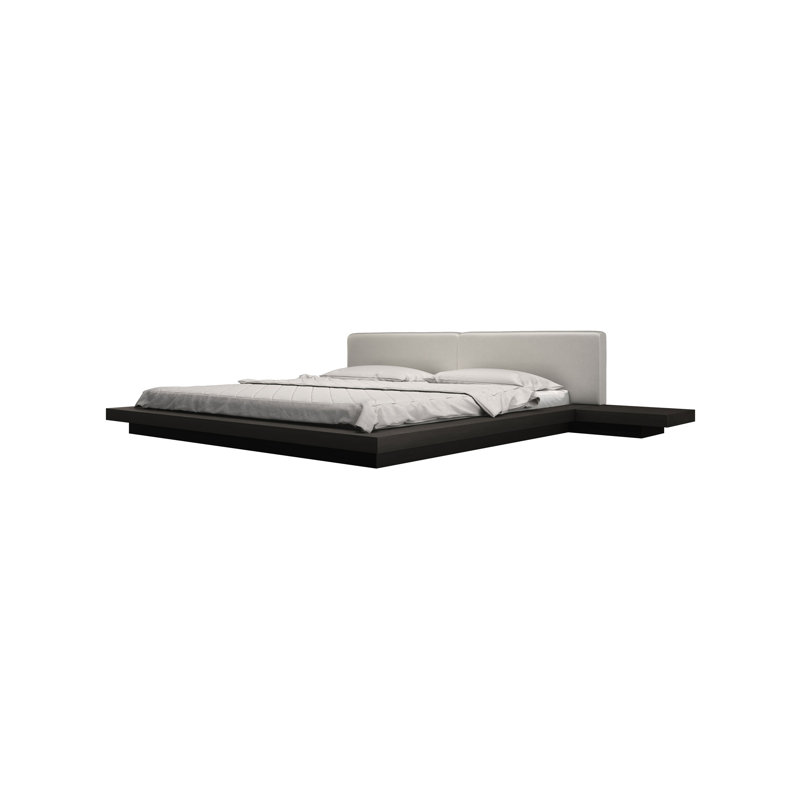 Upholstered Bed, King, Wenge/Pearl Gray Fabric