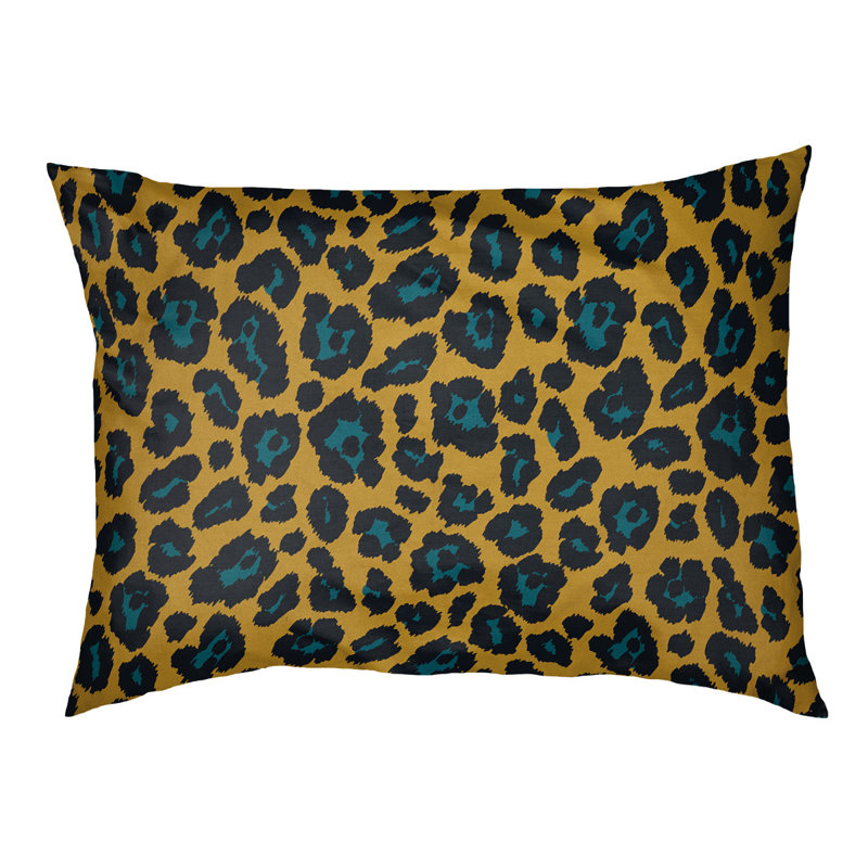 Coussin d'extérieur Indianapolis, Grand (l 30 po x P 40 po x H 5 po), Doré / bleu sarcelle / noir