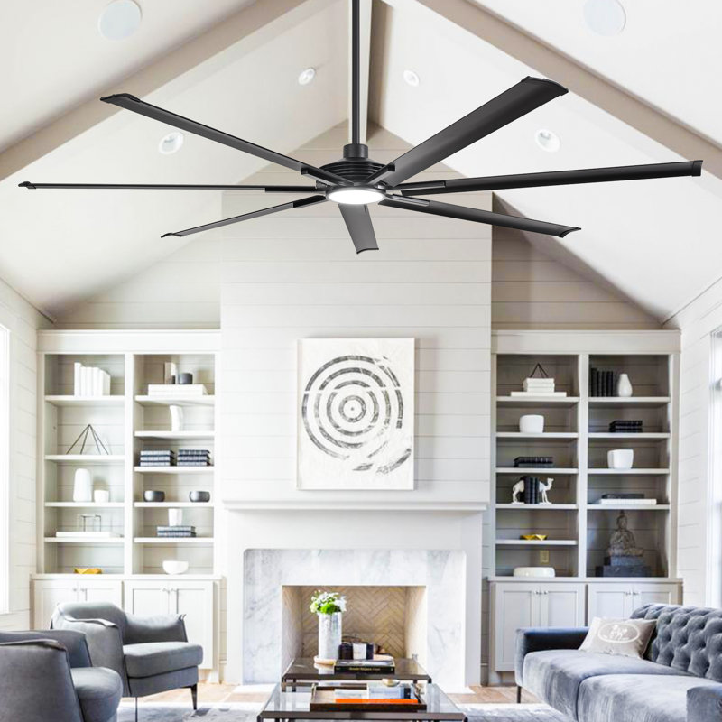 Ventilateur de plafond 7 pales avec lumière DEL, 100", Noir