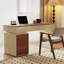 Bureau rectangulaire à 2 tiroirs en bois manufacturé brun noisette + blanc crème-109788894